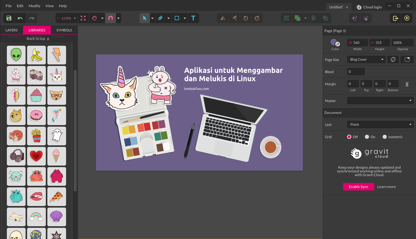 Gravit Designer untuk desain grafis di Linux Gravit Designer untuk desain grafis di Linux