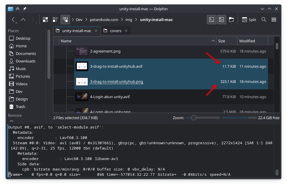 Hasil batch convert dengan FFMPEG