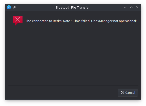 Bluetooth linux error kirim file