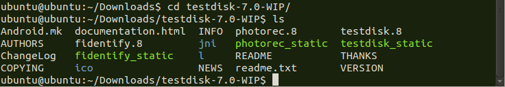 Masuk ke direktori testdisk Masuk ke direktori testdisk
