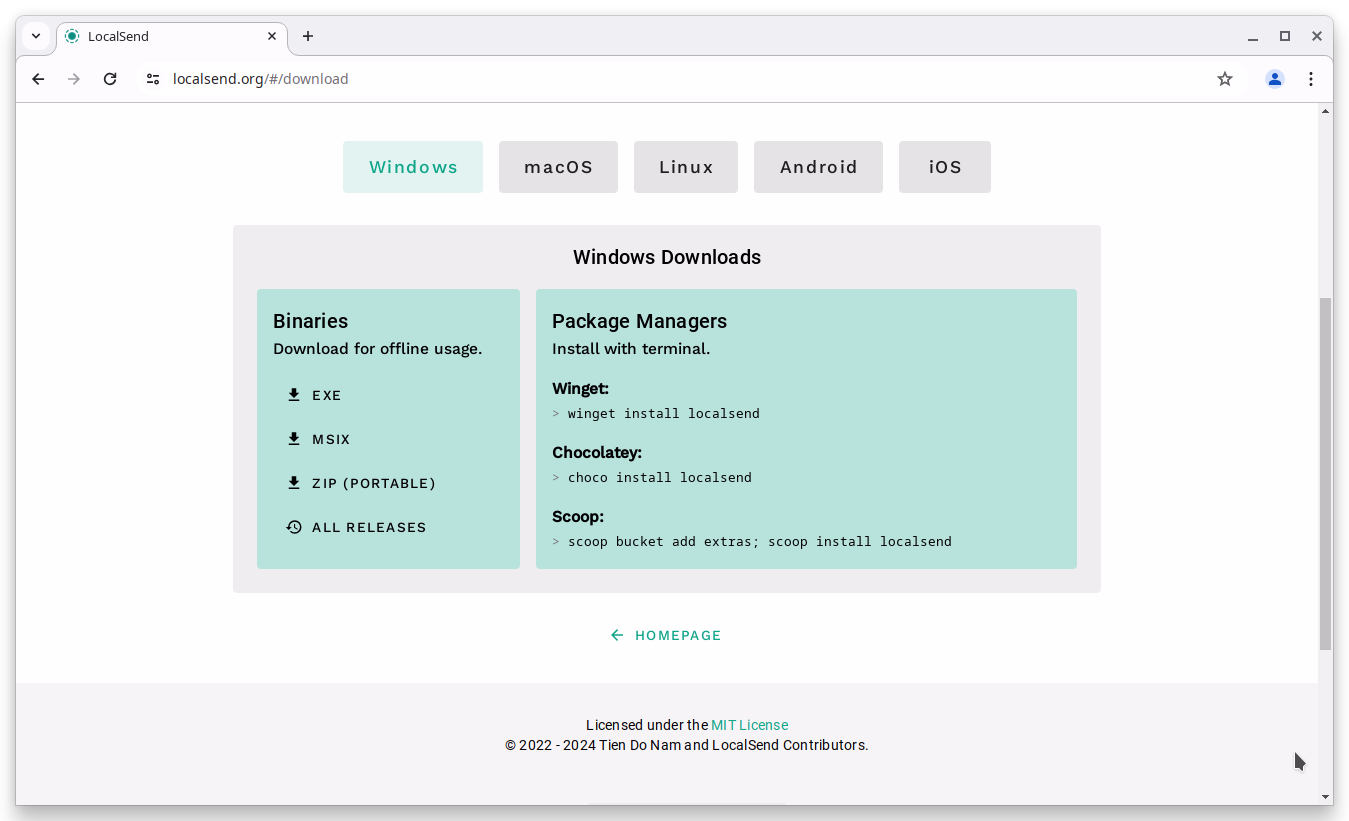 Localsend untuk windows